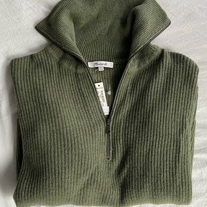 Madewell Olive Green Oversized Half Zip Sweater